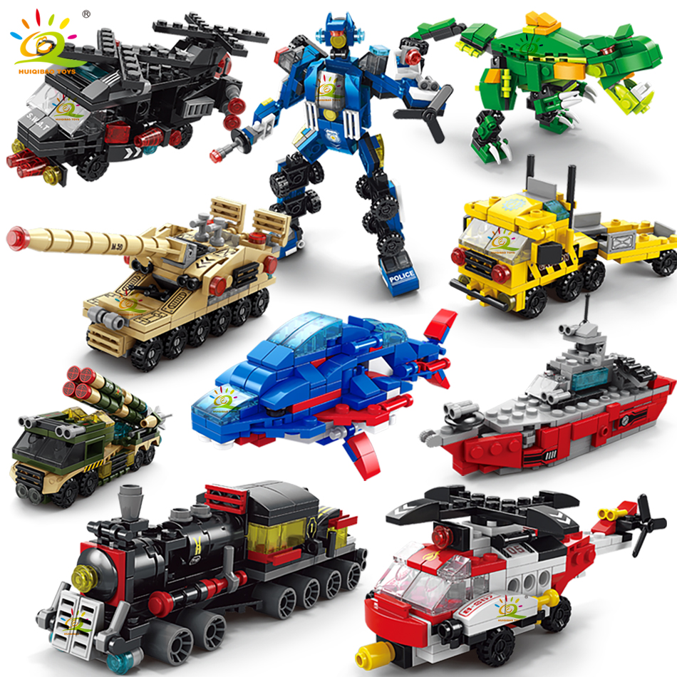 Heavy Equipment Lego - HUIQIBAO 6IN1 City Engineering Car Police