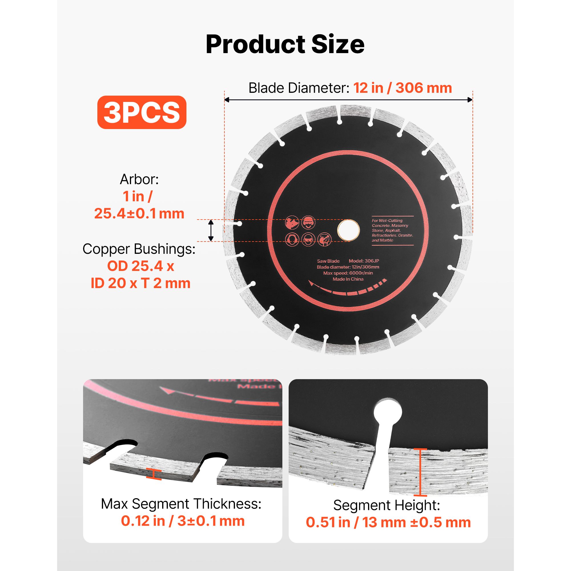 Diamond Blades 12 inch, 3-Pack – обзор и цена Brick Cutting Saw