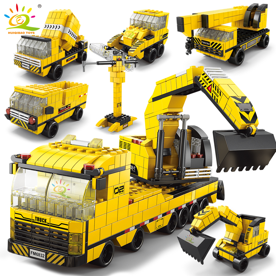 HUIQIBAO 1000pcs 6in1 Engineer – обзор и цена Heavy Equipment Lego