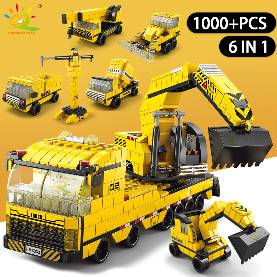 HUIQIBAO 1000pcs 6in1 Engineer – обзор и цена Heavy Equipment Lego