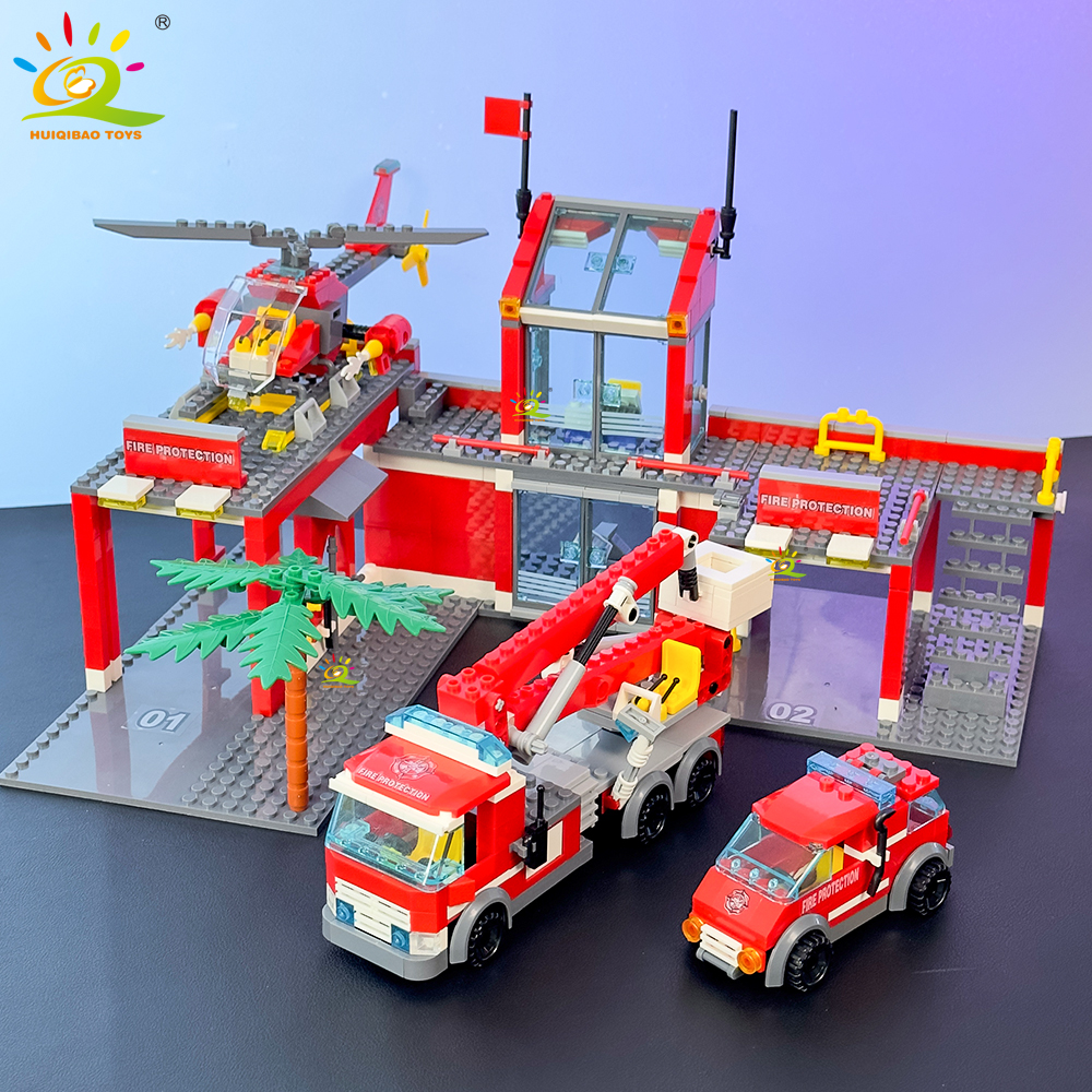 HUIQIBAO 756pcs Fire Station w – обзор и цена Heavy Equipment Lego