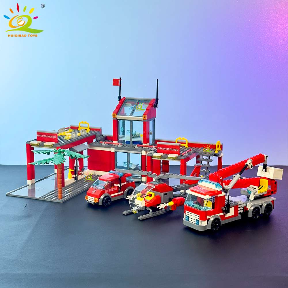 HUIQIBAO 756pcs Fire Station w – обзор и цена Heavy Equipment Lego
