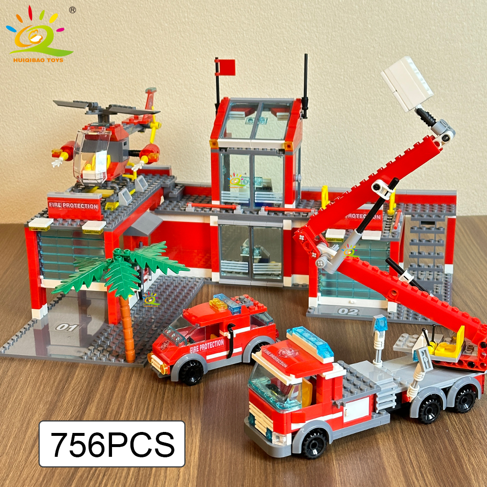 HUIQIBAO 756pcs Fire Station w – обзор и цена Heavy Equipment Lego